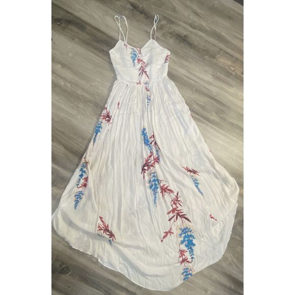 Free People - Beau Smocked Printed Slip Maxi Dress in Ivory Size M - Picture 4 of 6